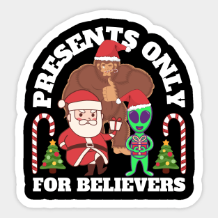 Funny Christmas Alien And Bigfoot Sticker